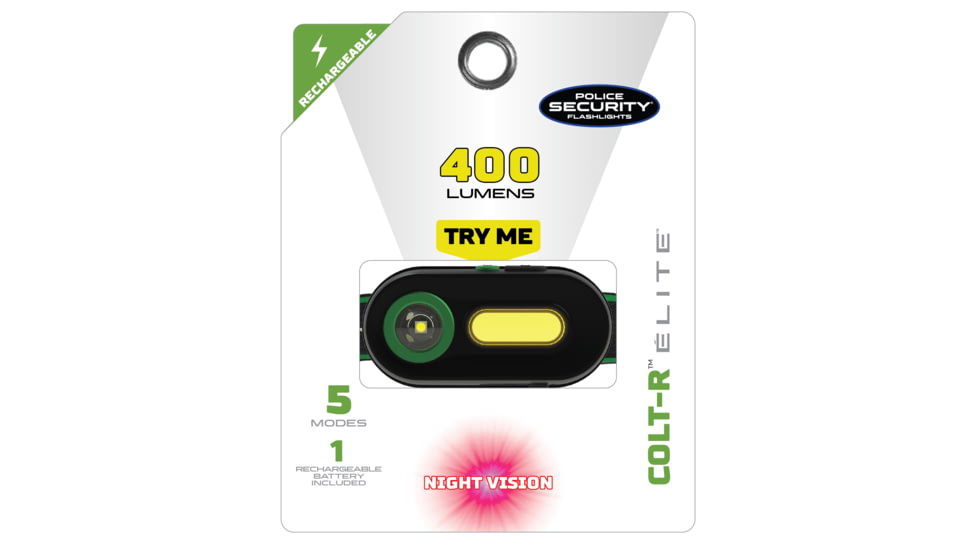 Police Security Flashlights Psf Colt-r Headlamp White 400 Lum Rechargeable 7 Modes