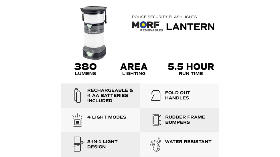 Police Security Flashlights Psf Morf Lantern 350 Lumens Rechargeable &amp; 4aa Batteries
