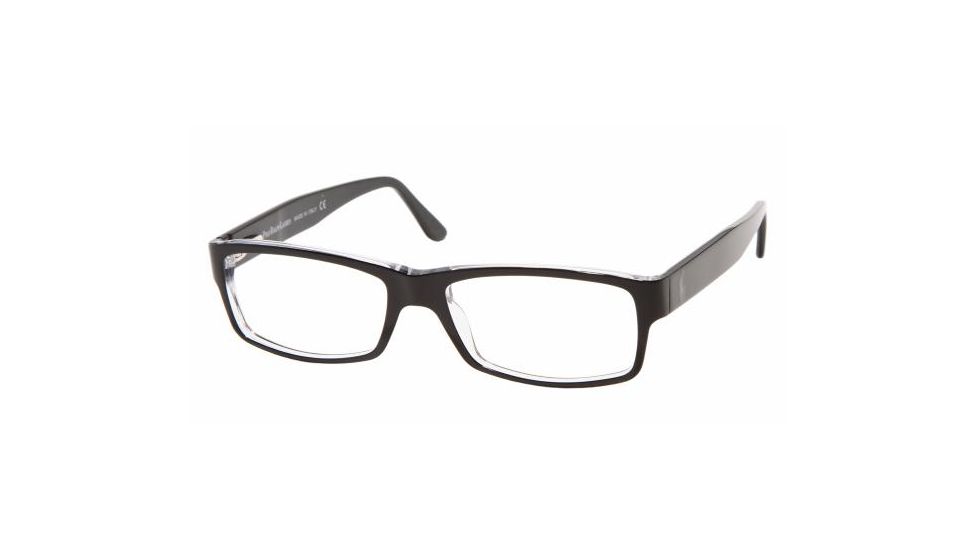 Polo Eyeglasses PH2015 with No-Line Progressive Rx Prescription Lenses, Select Frame Color / Lens Diameter Top Black/Crystal Frame / 52 mm Prescription Lenses