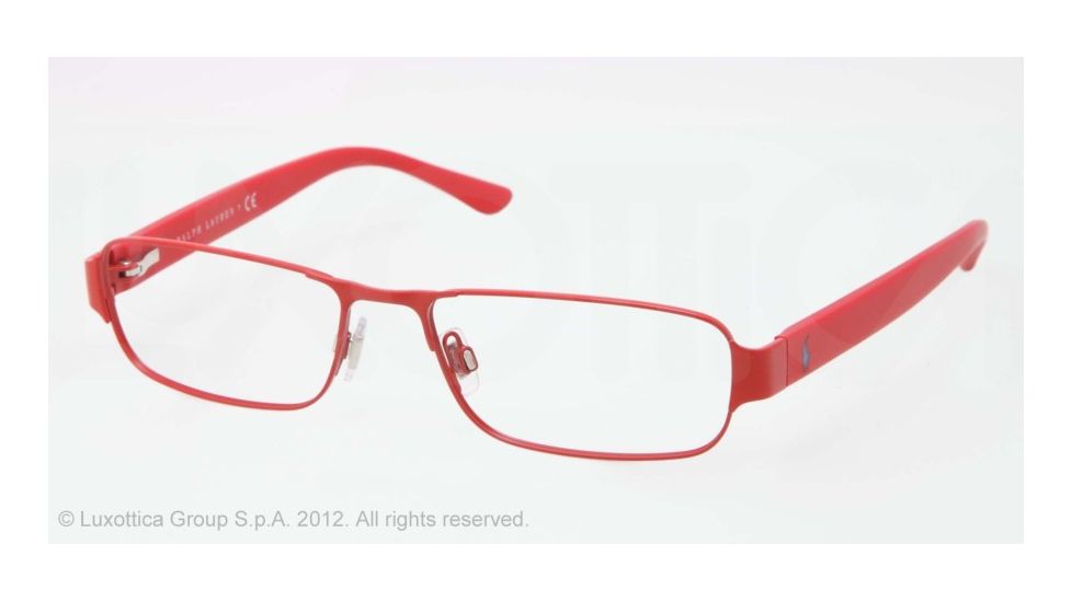 Polo PH1133 Single Vision Prescription Eyeglasses 9243-52 - Matte Red Frame, Demo Lens Lenses