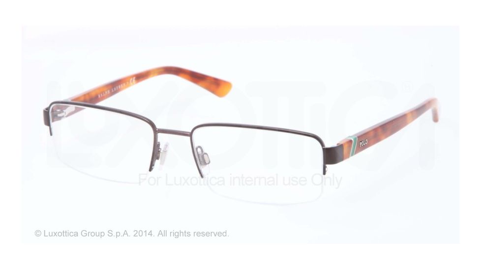 Polo PH1143 Single Vision Prescription Eyeglasses 9265-55 - Semi Shiny Dark Brown Frame
