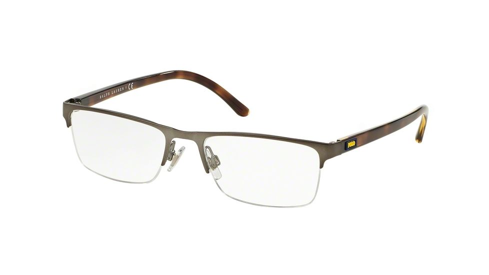 Polo PH1161 Eyeglass Frames 9050-53 - Shiny Brusched Gun Metal Frame