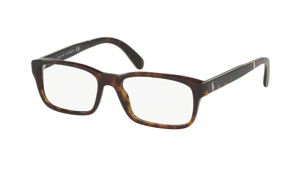 Polo PH2163 Single Vision Prescription Eyeglasses 5003-54 - Shiny Dark Havana Frame