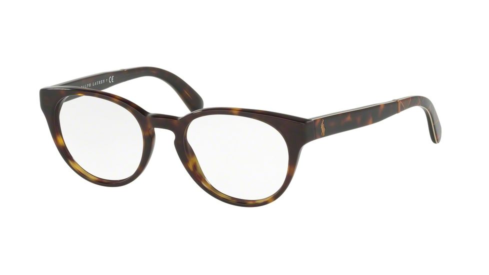 Polo PH2164 Single Vision Prescription Eyeglasses 5003-49 - Shiny Dark Havana Frame