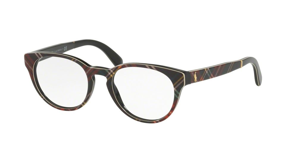Polo PH2164 Single Vision Prescription Eyeglasses 5622-47 - Black Tartan Frame