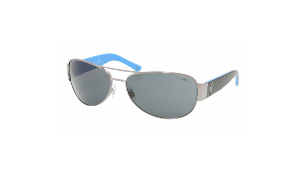 Polo PH3049 Sunglasses, Gunmetal-Blue Frame, Gray Lens #900287