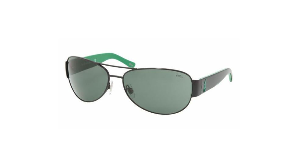 Polo PH3049 Sunglasses, Black-Green Frame, Gray Green Lens #900371