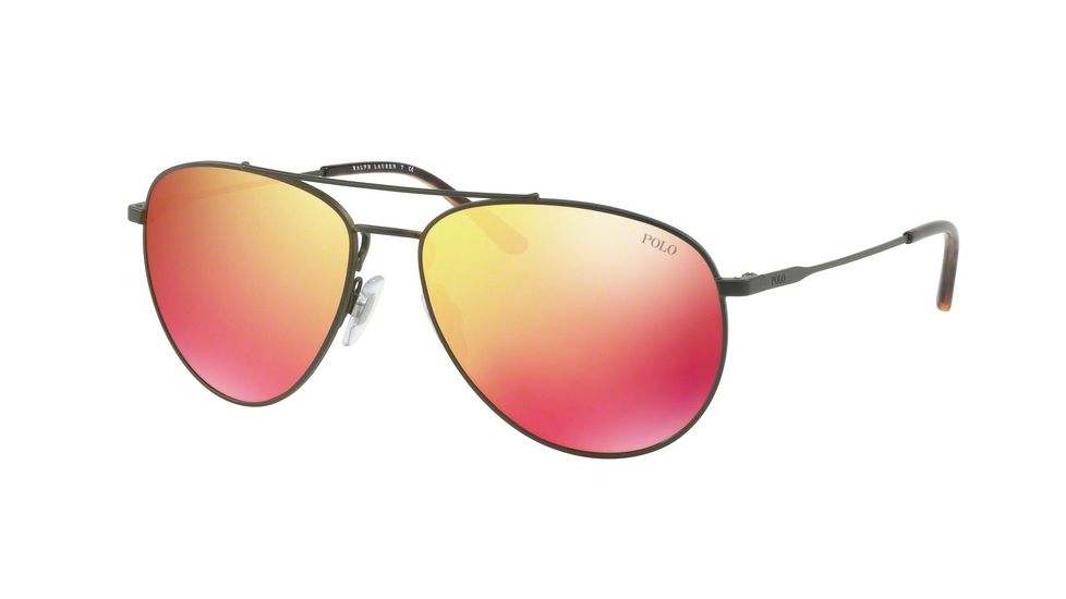 Polo PH3111 Sunglasses 90056Q-59 - Matte Olive Frame, Orange Mirror Lenses