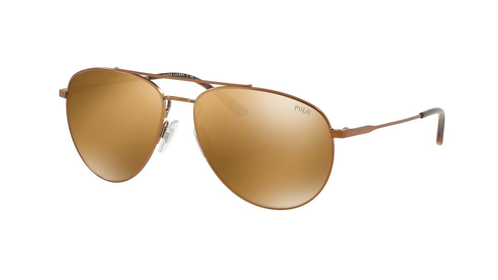 Polo PH3111 Sunglasses 93177D-59 - Demishiny Bronze Frame, Mirror Gold Lenses