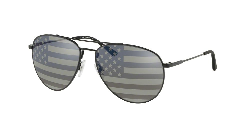 Polo PH3111 Sunglasses 9267V4-59 - Black Semishiny Frame, Grey Tam American Flag Sil/blu Lenses