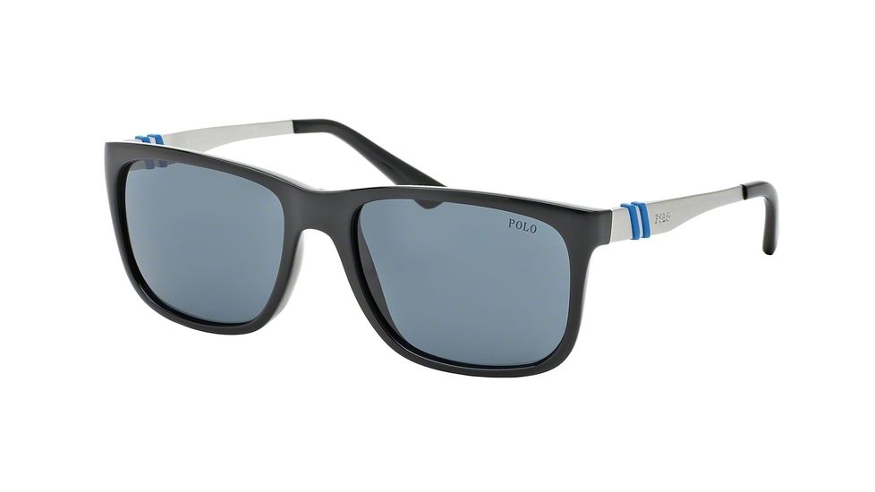 Polo PH4088 Sunglasses 500187-55 - Shiny Black Frame, Gray/blue Lenses