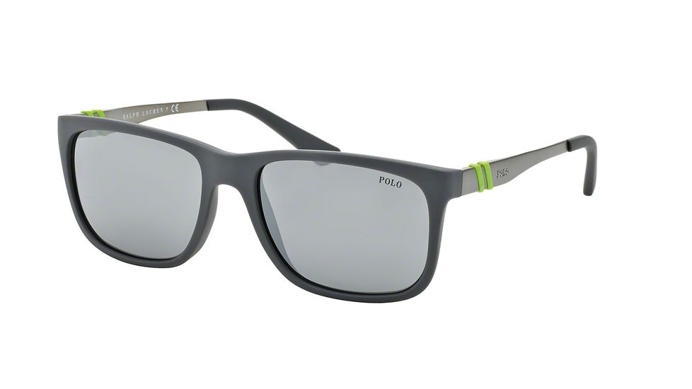 Polo PH4088 Sunglasses 54216G-55 - Matte Grey Frame, Green Lenses