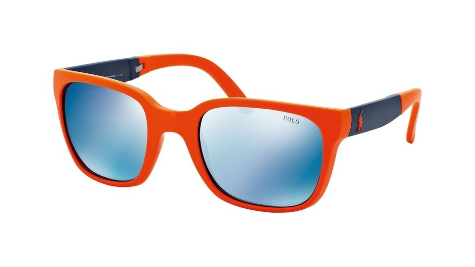 Polo PH4089 Sunglasses 546055-54 - Rubber Orange Frame, Grey Mirror Blue Lenses