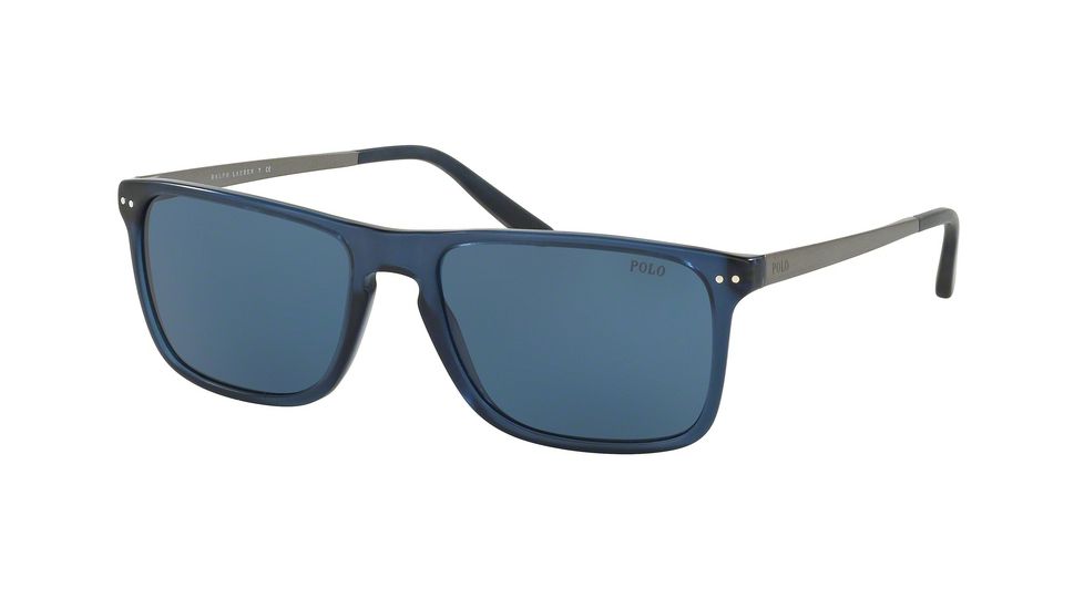 Polo PH4119 Single Vision Prescription Sunglasses PH4119-546980-56 - Lens Diameter 56 mm, Frame Color Vintage Trasparent Blue