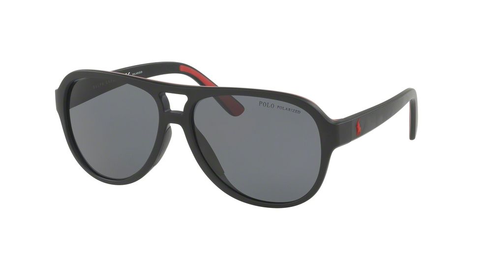 Polo PH4123 Single Vision Prescription Sunglasses PH4123-500181-58 - Lens Diameter 58 mm, Frame Color Matte Black Red Rubber