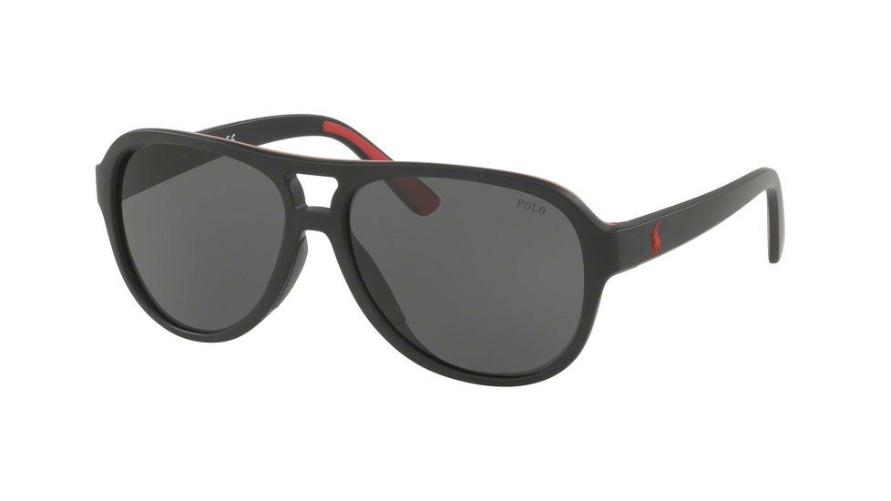 Polo PH4123 Single Vision Prescription Sunglasses PH4123-500187-58 - Lens Diameter 58 mm, Frame Color Matte Black Red Rubber