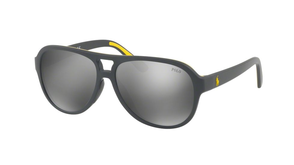 Polo PH4123 Single Vision Prescription Sunglasses PH4123-56286G-58 - Lens Diameter 58 mm, Frame Color Matte Grey Yellow Rubber