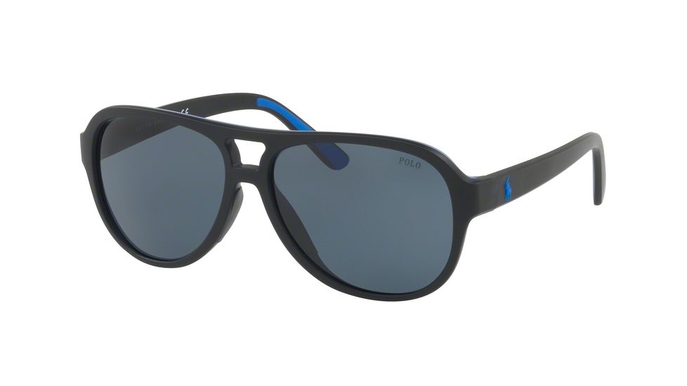 Polo PH4123 Single Vision Prescription Sunglasses PH4123-562987-58 - Lens Diameter 58 mm, Frame Color Matte Black Royal Blue Rubber