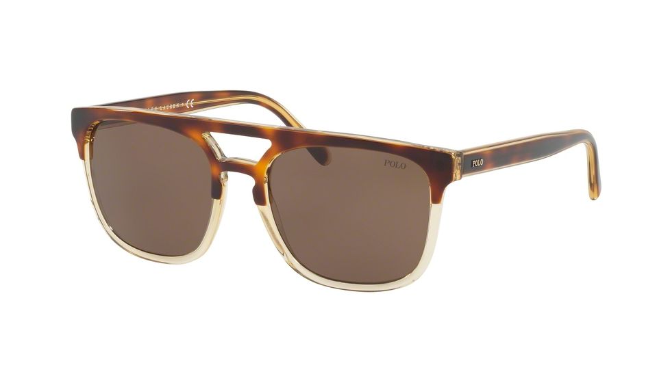 Polo PH4125 Single Vision Prescription Sunglasses PH4125-563773-54 - Lens Diameter 54 mm, Frame Color Light Havana On Pinot Grigio