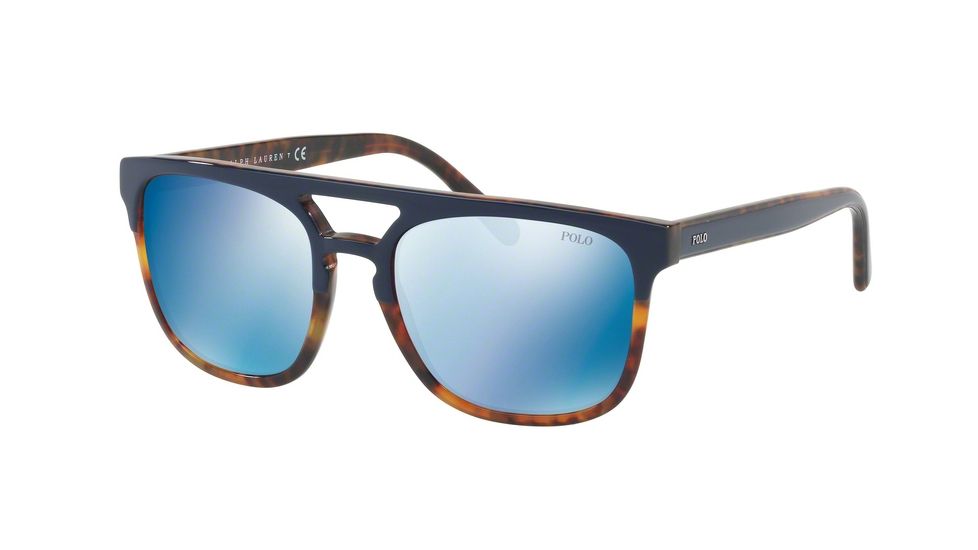 Polo PH4125 Single Vision Prescription Sunglasses PH4125-563855-54 - Lens Diameter 54 mm, Frame Color Blue On Havana Jerry