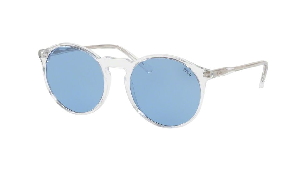 Polo PH4129 Sunglasses 500272-53 - Clear Frame, Light Blue Lenses