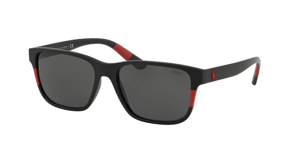 Polo PH4137 Prescription Sunglasses, 57mm, Matte Black / Red, PH4137-528487-57-SV