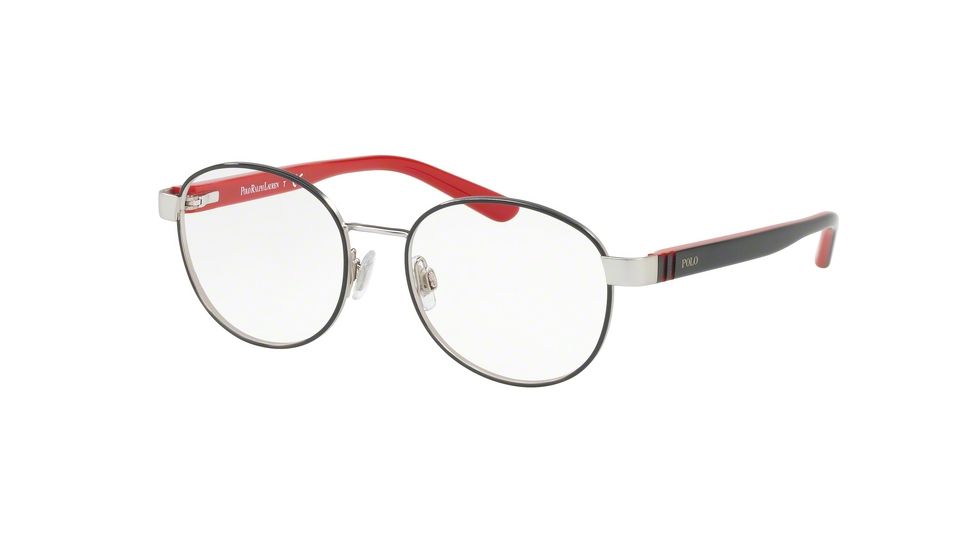 Polo PP8038 Eyeglass Frames 3217-45 - Satin Silver Black/black Red Frame