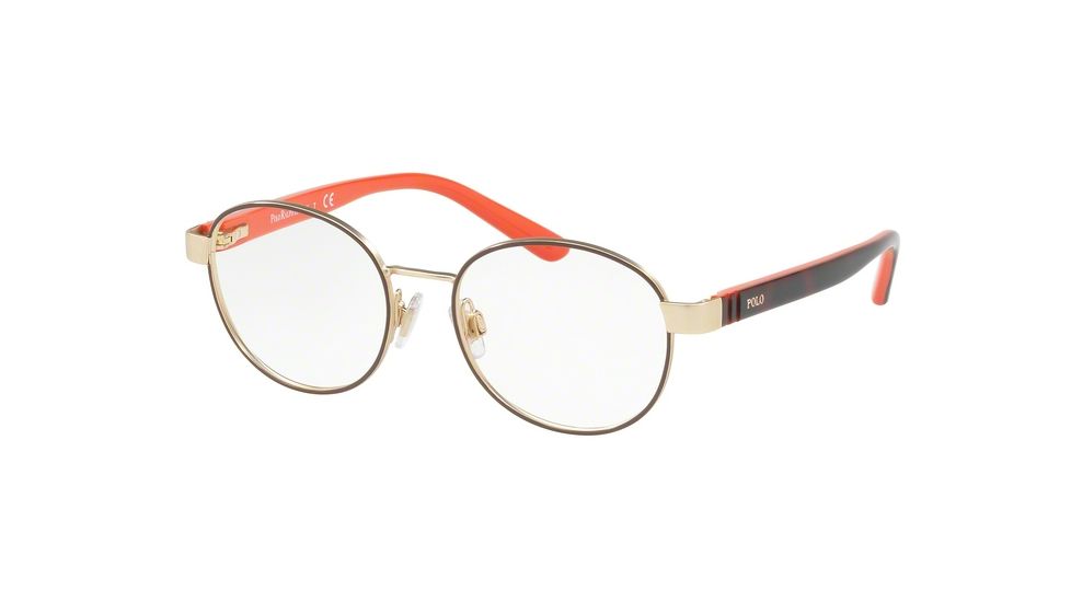 Polo PP8038 Eyeglass Frames 3218-45 - Satin Gold Brown/tort Orange Frame