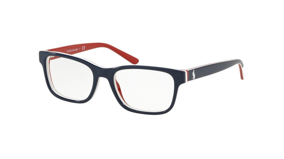 Polo PP8534 Progressive Prescription Eyeglasses, 46mm, Shiny Blue/White/Red, PP8534-5667-46-PRO