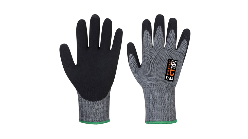 Portwest AHR+ Nitrile Foam Glove, Grey/Black, Extra Large, CT69G8RXL
