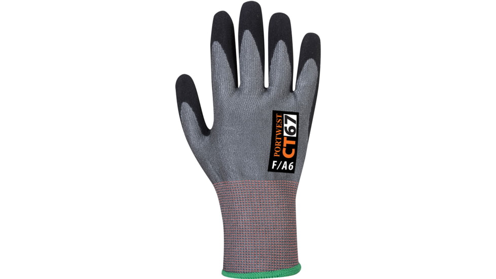 Portwest AHR Nitrile Foam Glove, Grey/Black, Extra Large, CT67G8RXL