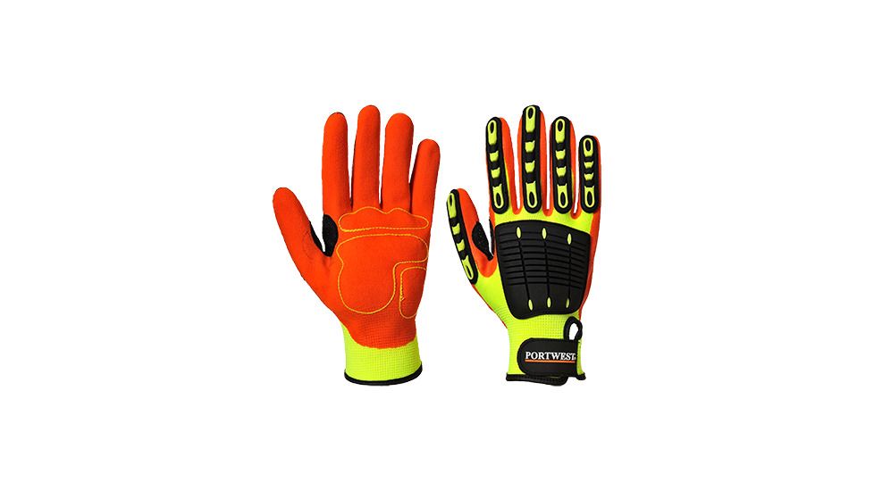 Portwest Anti Impact Grip Glove, Yellow/Orange, Small, A721Y1RS