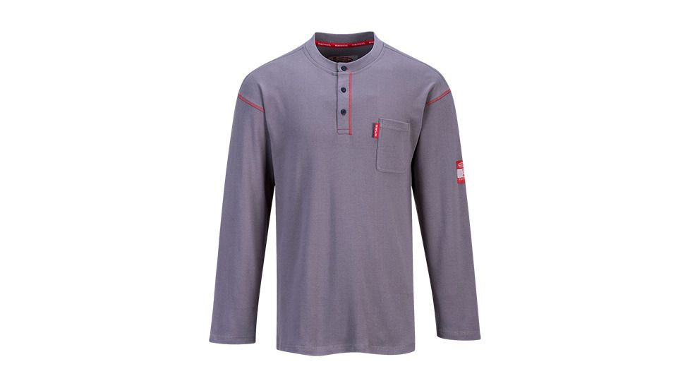 Portwest Bizflame FR Henley Neck T-Shirt, Gray, 3XL, FR02GRRXXXL