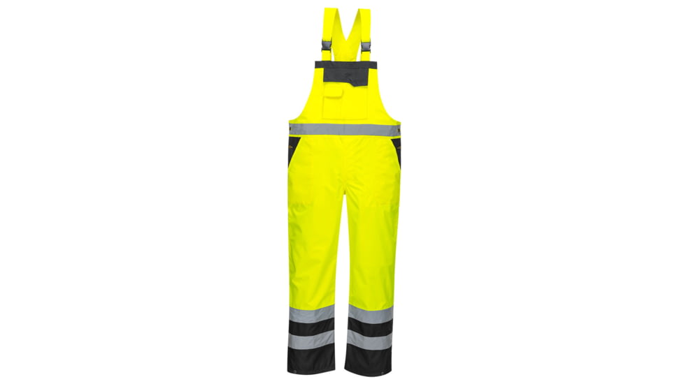 Portwest Contrast Bib and Brace, Yellow/Black, 4XL, S488YBR4XL