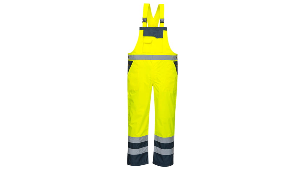 Portwest Contrast Bib and Brace, Yellow/Navy, 4XL, S488YNR4XL