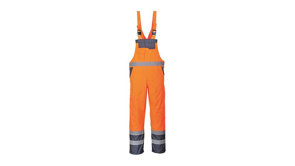 Portwest Contrast Bib&amp;Brace Unlined, Orange/Navy, Medium, S488ONRM
