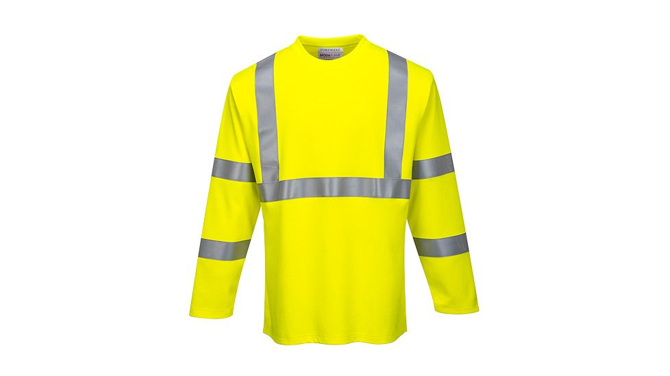 Portwest Flame Resistant Hi-Vis ARC2 Long Sleeve T-Shirt, Yellow, 6XL, FR96YER6XL