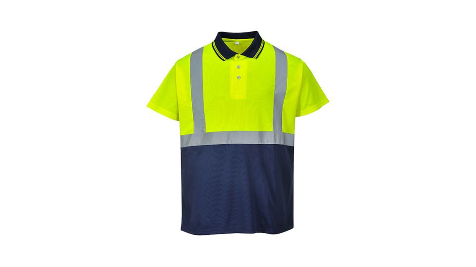 Portwest Hi-Vis 2-Tone Polo Shirt, Yellow/Navy, 4XL, S479YNR4XL