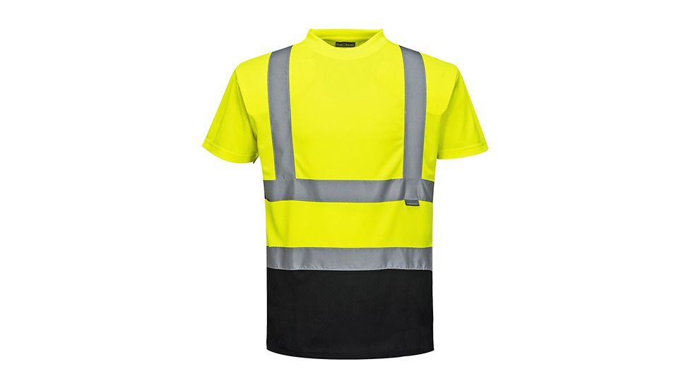 Portwest Hi-Vis 2-Tone T-Shirt, Yellow/Black, Large, S378YBRL
