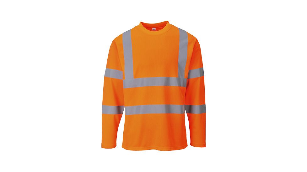Portwest Hi-Vis Cotton Comfort Long Sleeved T-Shirt, Orange, Large, S278ORRL