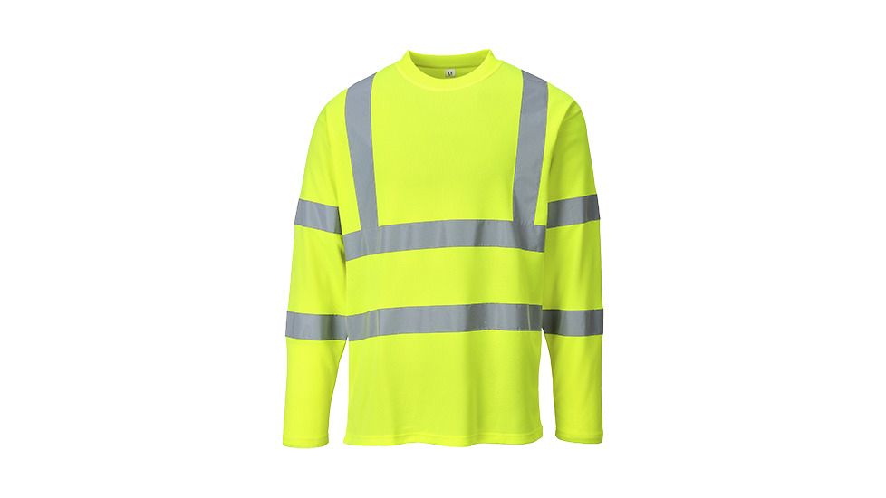 Portwest Hi-Vis Cotton Comfort Long Sleeved T-Shirt, Yellow, Medium, S278YERM