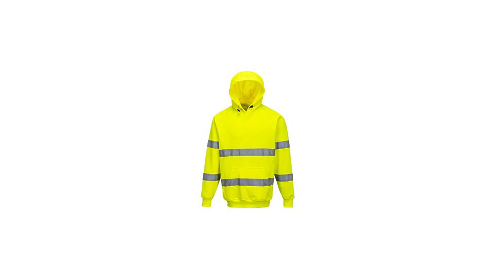 Portwest Hi-Vis Hooded Sweatshirt, Yellow, Large, B304YERL