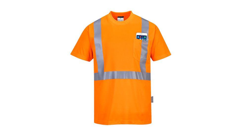 Portwest Hi-Vis Pocket T-Shirt, Orange, 2XL, S190ORRXXL
