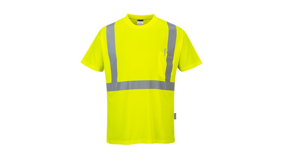 Portwest Hi-Vis Pocket T-Shirt, Yellow, Large, S190YERL