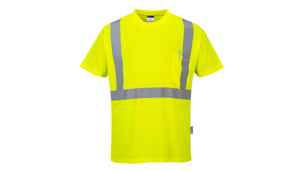Portwest Hi-Vis Pocket T-Shirt, Yellow, 2XL Tall, S190YETXXL