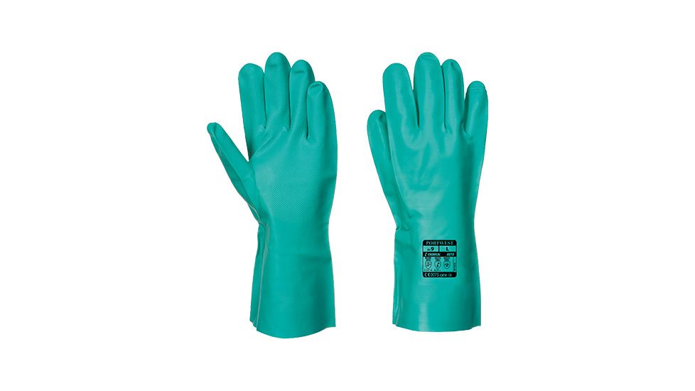 Portwest Nitrosafe Chemical Gauntlet, Green, Large, A810GNRL