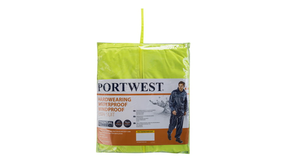 Portwest PVC Coated Rain Suit, 2 Piece, Yellow, Large, L440YERL