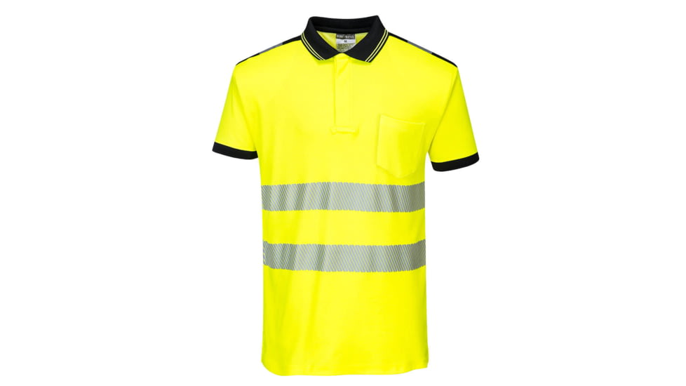 Portwest PW3 Hi-Vis Polo Short Sleeve Shirt, Yellow/Black, Large, T180YBRL