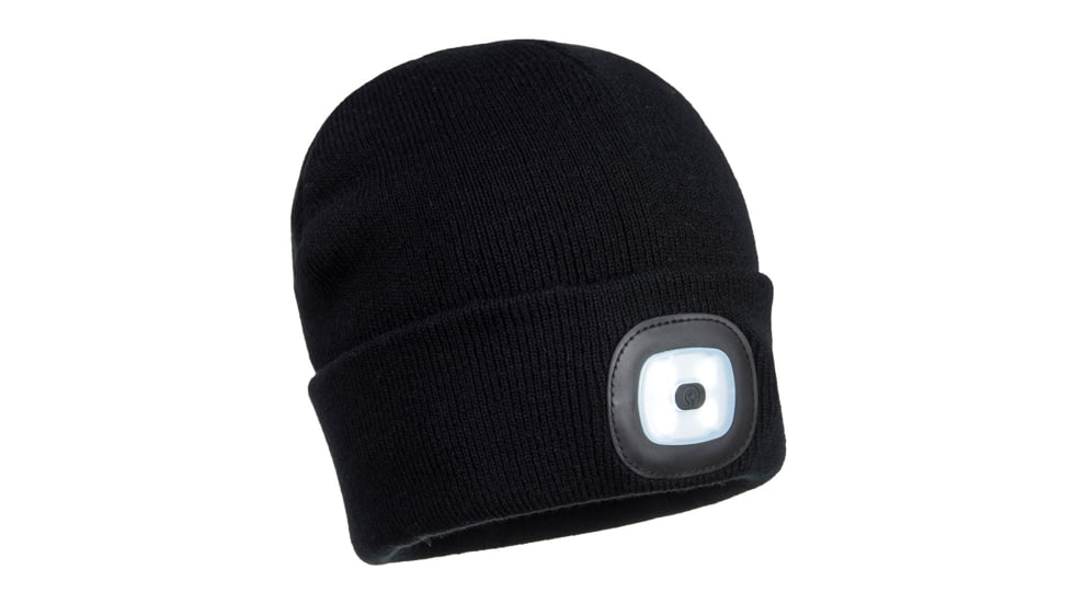 Portwest Rechargeable Twin LED Beanie, Black, One Size, B028BKR