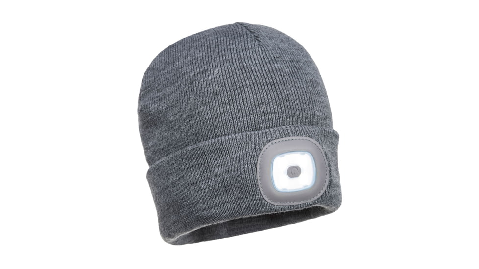 Portwest Rechargeable Twin LED Beanie, Grey, One Size, B028GRR